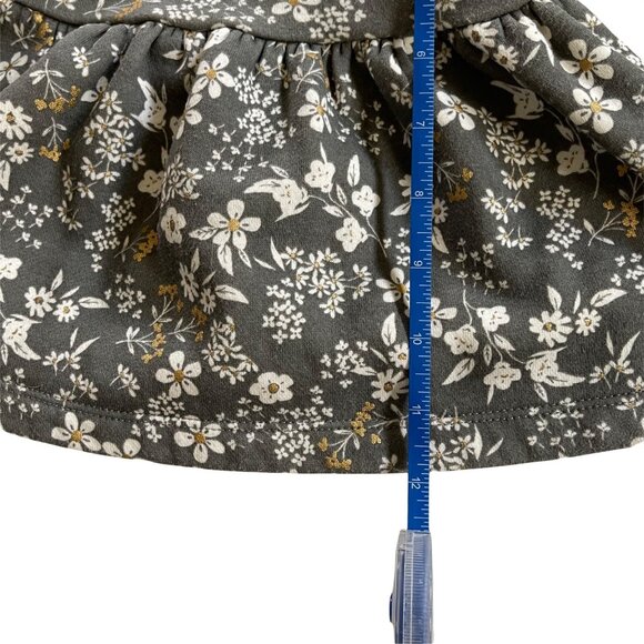 Carters 3M Baby Girl Floral Long Sleeve Dress Gray & White With Ruffles - Picture 4 of 6